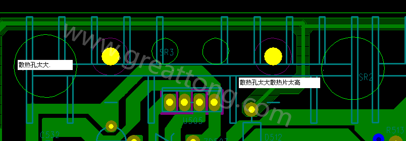 PCB設(shè)計中，散熱孔散熱片設(shè)計不當(dāng)，造成很多電源板斷裂