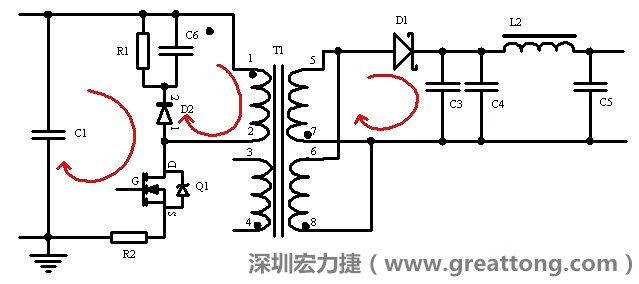 元件布局的時候，要優(yōu)先考慮高頻脈沖電流和大電流的環(huán)路面積，盡可能地減小,以抑制開關電源的輻射干擾