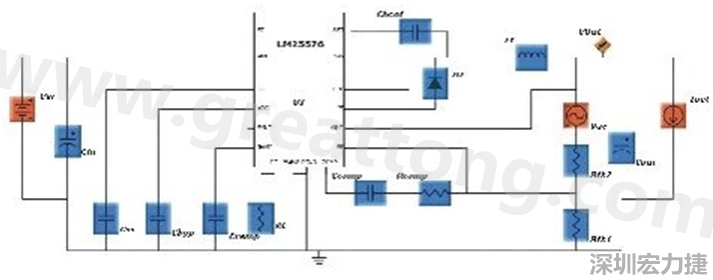 參考圖1的電流通路：把FET在導(dǎo)通狀態(tài)下流經(jīng)的通路標(biāo)記為紅色；把FET在關(guān)斷狀態(tài)下的迴路標(biāo)記為綠色。