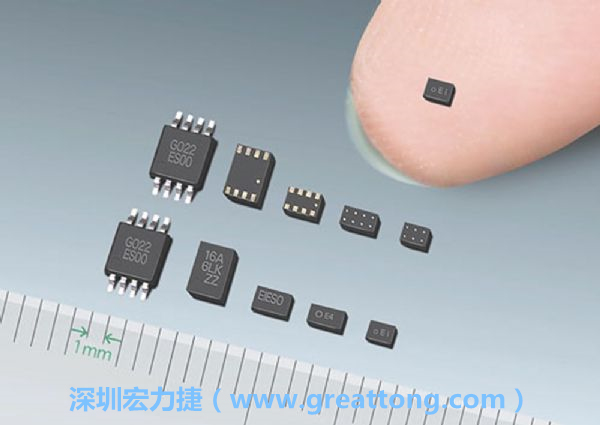 常規(guī)IC與WLP制作的封裝設(shè)計(jì)元件，尺寸有極大的差異，WLP僅需晶粒尺寸就有相同的電氣特性。